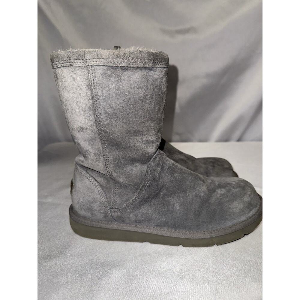 UGG Roslynn Grey Metallic Sz 8 Suede Zipper Boot W/Cream Sherpa Lining Midcalf - Picture 5 of 15